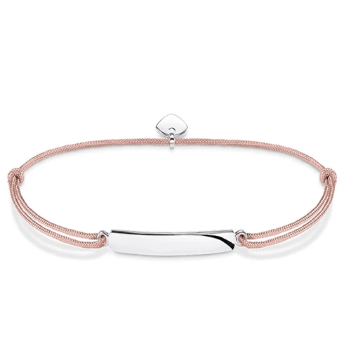 Thomas Sabo Little Secret rózsaszín textil karkötő gravírozható ezüst lappal - LS011-173-19-L20