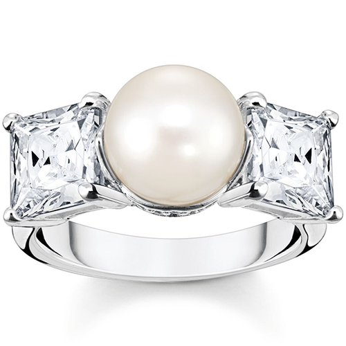 Thomas Sabo gyöngyös gyűrű fehér kővel - TR2408-167-14-58