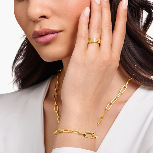 Thomas Sabo aranyozott gyűrű kozmikus motívumokkal - TR2439-995-7-54 Thomas Sabo aranyozott gyűrű kozmikus motívumokkal - TR2439-995-7-54