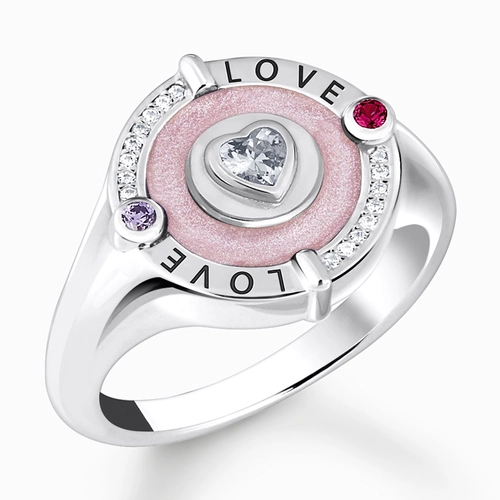 Thomas Sabo pink tűzzománc szív gyűrű - TR2447-390-9-50
