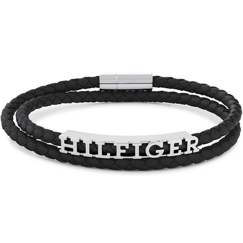 Tommy Hilfiger fekete bőr férfi karkötő - 2790587